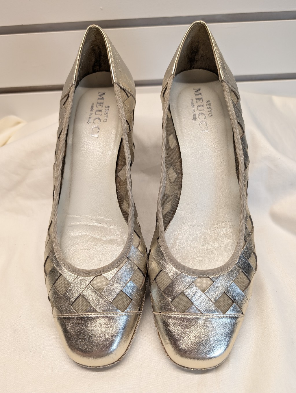Sesto Meucci Myra Metallic Napa Espadrille Wedge Pumps 10 Italy Gold Like New!